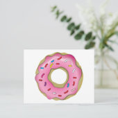 Carte Postale Donut jaune avec glace et arroses (Debout devant)