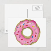 Carte Postale Donut jaune avec glace et arroses (Devant / Derrière)