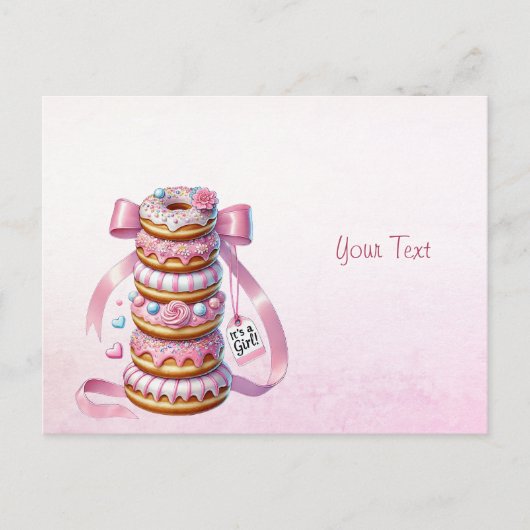 Carte postale Donuts Rose Ruban (Devant)