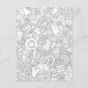 Carte Postale Doodé Café Et Thé