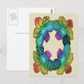 Carte Postale Doodle à fleurs arc-en-ciel (Devant / Derrière)