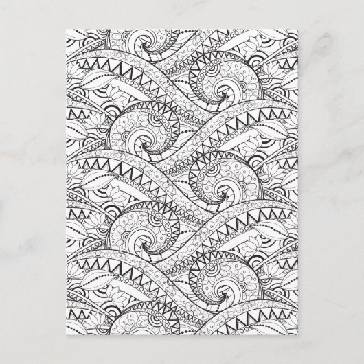 Carte Postale Doodle à motif floral détaillé (Devant)