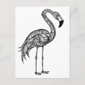 Carte Postale Doodle art Flamant rose (Devant)
