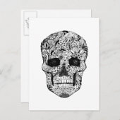 Carte Postale Doodle crâne floral (Devant / Derrière)