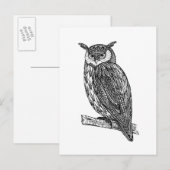 Carte Postale Doodle de Chouette animal Totem sauvage (Devant / Derrière)