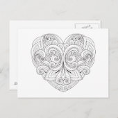 Carte Postale Doodle de cœur abstrait (Devant / Derrière)