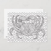 Carte Postale Doodle de crabe marin détaillé (Devant / Derrière)