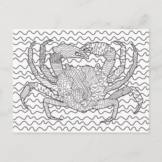 Carte Postale Doodle de crabe marin détaillé (Devant)