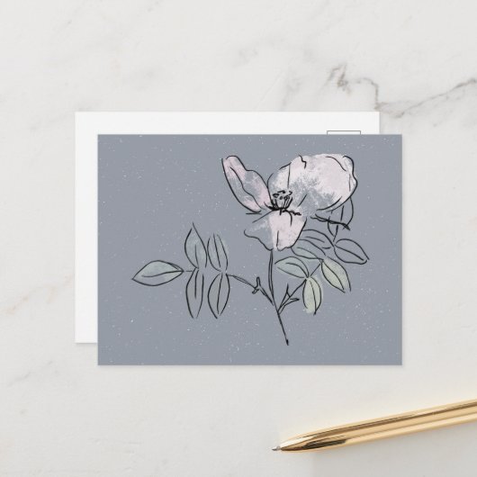 Carte Postale Doodle de fleur jolie (Devant/Arrière en situation)