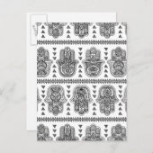 Carte Postale Doodle de Hamsa tiré par la main indienne (Devant / Derrière)
