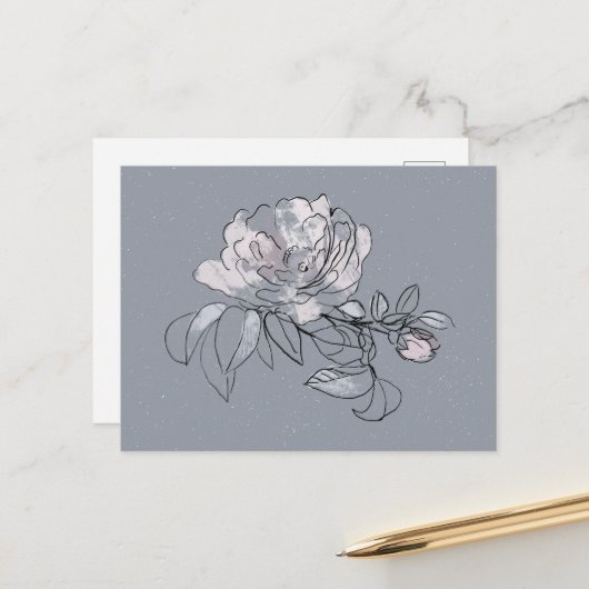 Carte Postale Doodle de jolie fleur (Devant/Arrière en situation)