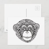 Carte Postale Doodle de l'illusion du singe (Devant / Derrière)
