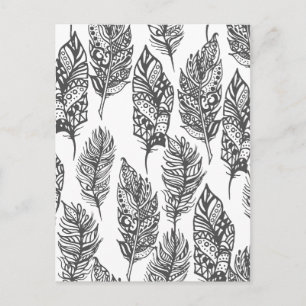 Carte Postale Doodle de plumes douces