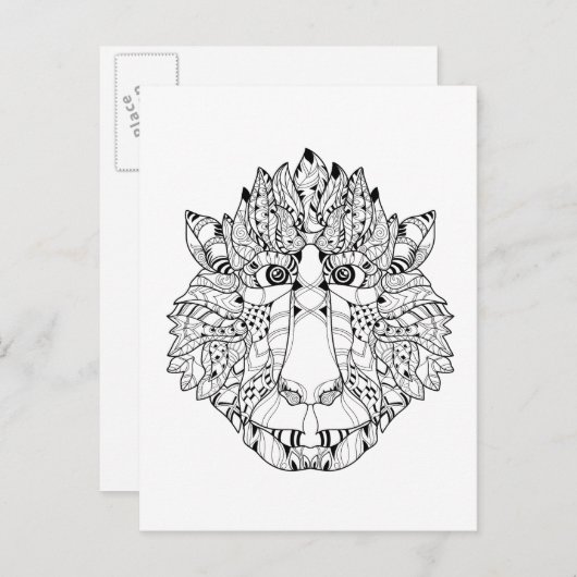 Carte Postale Doodle de tête de singe (Devant / Derrière)