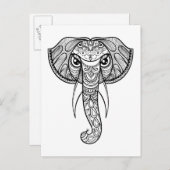 Carte Postale Doodle de tête d'éléphant (Devant / Derrière)