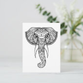 Carte Postale Doodle de tête d'éléphant (Debout devant)