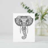 Carte Postale Doodle de tête d'éléphant (Debout devant)
