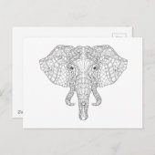 Carte Postale Doodle de tête d'éléphant 2 (Devant / Derrière)