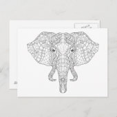 Carte Postale Doodle de tête d'éléphant 2 (Devant / Derrière)