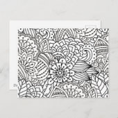 Carte Postale Doodle design de fleurs (Devant / Derrière)