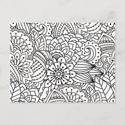 Carte Postale Doodle design de fleurs (Devant)