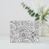Carte Postale Doodle design de fleurs (Debout devant)