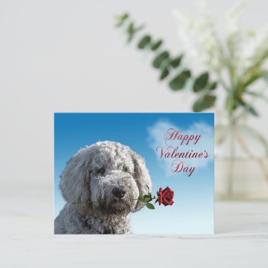 Carte postale Doodle Dog de la Saint-Valentin (Debout devant)