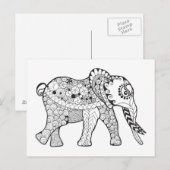Carte Postale Doodle éléphant (Devant / Derrière)