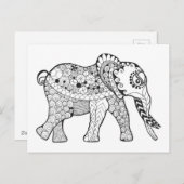 Carte Postale Doodle éléphant (Devant / Derrière)