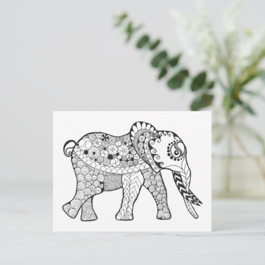 Carte Postale Doodle éléphant (Debout devant)