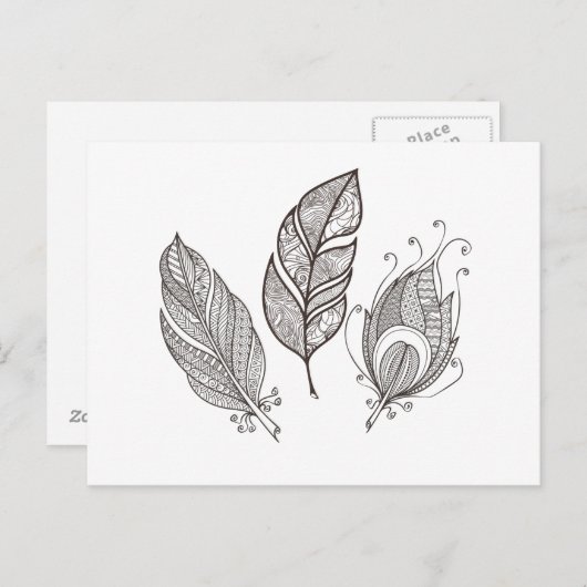 Carte Postale Doodle en plume complexe (Devant / Derrière)