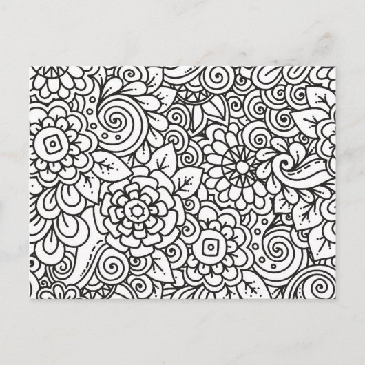 Carte Postale Doodle Floral Retro (Devant)