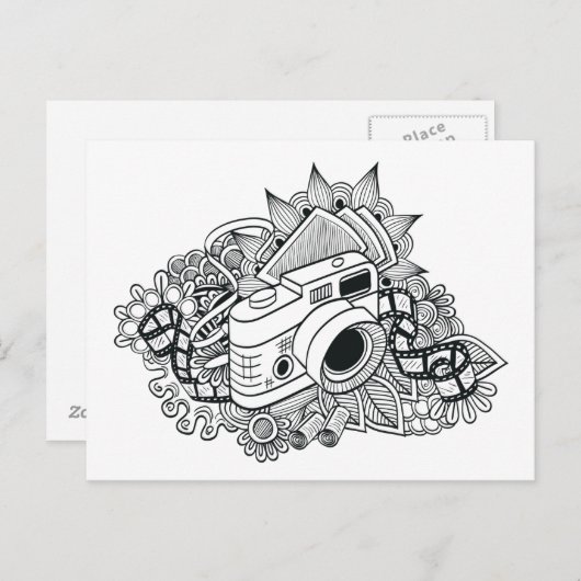 Carte Postale Doodle Hipster Camera (Devant / Derrière)