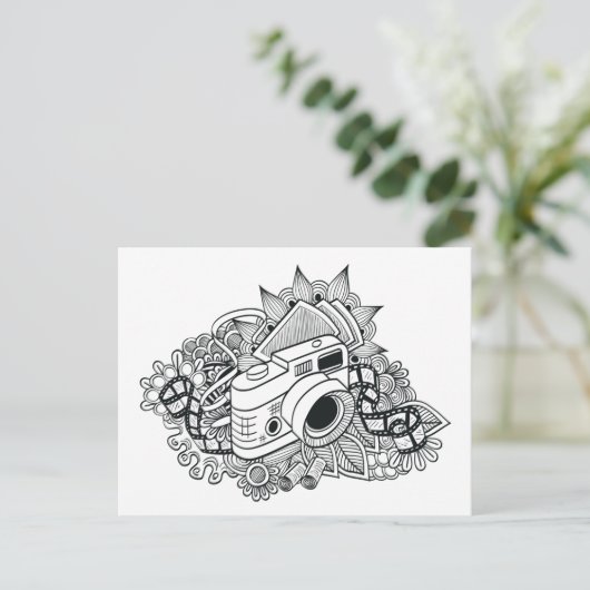 Carte Postale Doodle Hipster Camera (Debout devant)