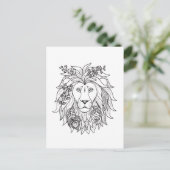 Carte Postale Doodle Lion Et Fleurs (Debout devant)