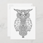 Carte Postale Doodle Owl (Devant / Derrière)