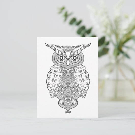 Carte Postale Doodle Owl (Debout devant)