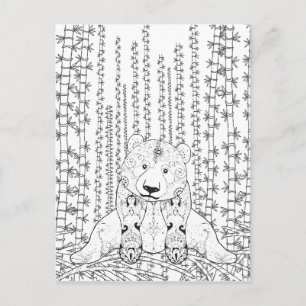 Carte Postale Doodle Panda Bambou