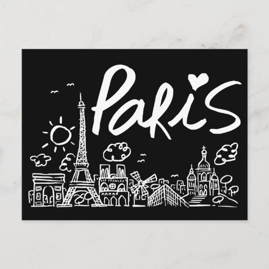 Carte Postale Doodle Paris City (Devant)