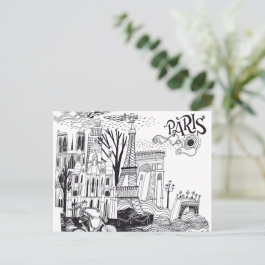 Carte Postale Doodle Paris France (Debout devant)