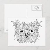 Carte Postale Doodle Portrait de chouette (Devant / Derrière)
