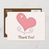 Carte Postale Doodle rose rétro Merci coeur (Devant / Derrière)