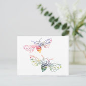 Carte Postale Doodles d'abeilles multicolores (Debout devant)