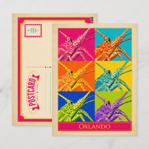 Carte postale d'Orlando Floride Homard Pop Art Vin