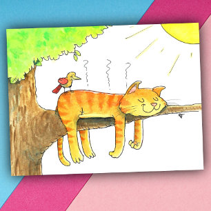 Carte Postale Dormir au chat au soleil