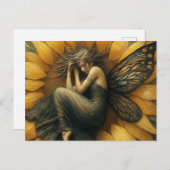 Carte Postale Dormir de fée dans un tournesol (Devant / Derrière)