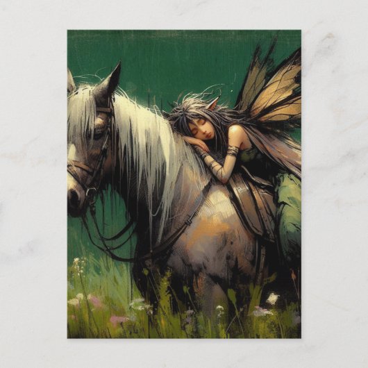Carte Postale Dormir de fée sur un cheval (Devant)