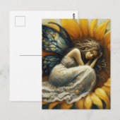 Carte Postale Dormir de fée sur un tournesol (Devant / Derrière)