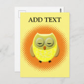 Carte Postale Dormir Dessin de Chouette Bébé (Devant / Derrière)