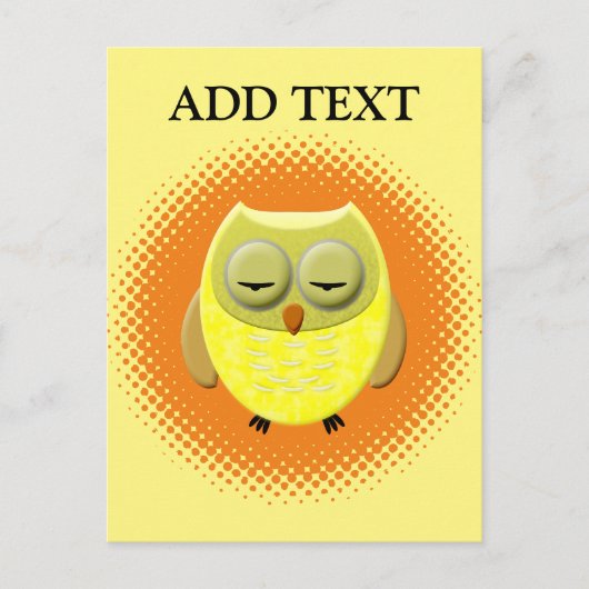 Carte Postale Dormir Dessin de Chouette Bébé (Devant)